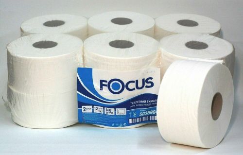 картинка Туалетная бумага в больших рулонах Focus Mini Jumbo 170m, 2 слоя картинка Туалетная бумага в больших рулонах Focus Mini Jumbo 170m, 2 слоя